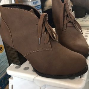 Brown faux suede booties
